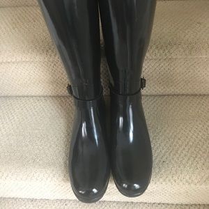 Women's Refined Adjustable Tall Gloss Rain Boots: